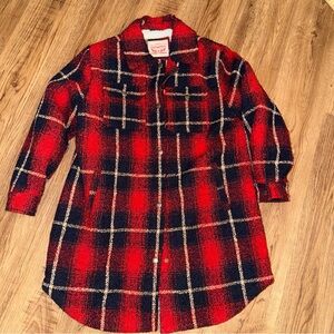 Levi’s Plaid Red Black Sherpa-Lined Snap Zip Up Heavy Jacket Size: Womens Large